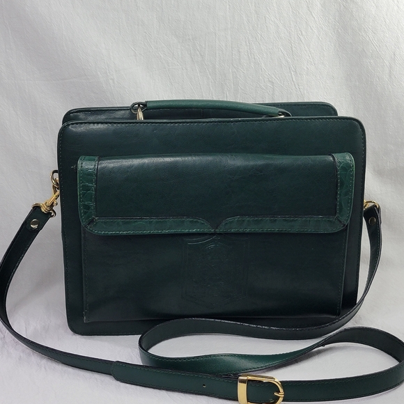 Handbags - Vintage Belle Rose Elegant Green Leather Women's Bag